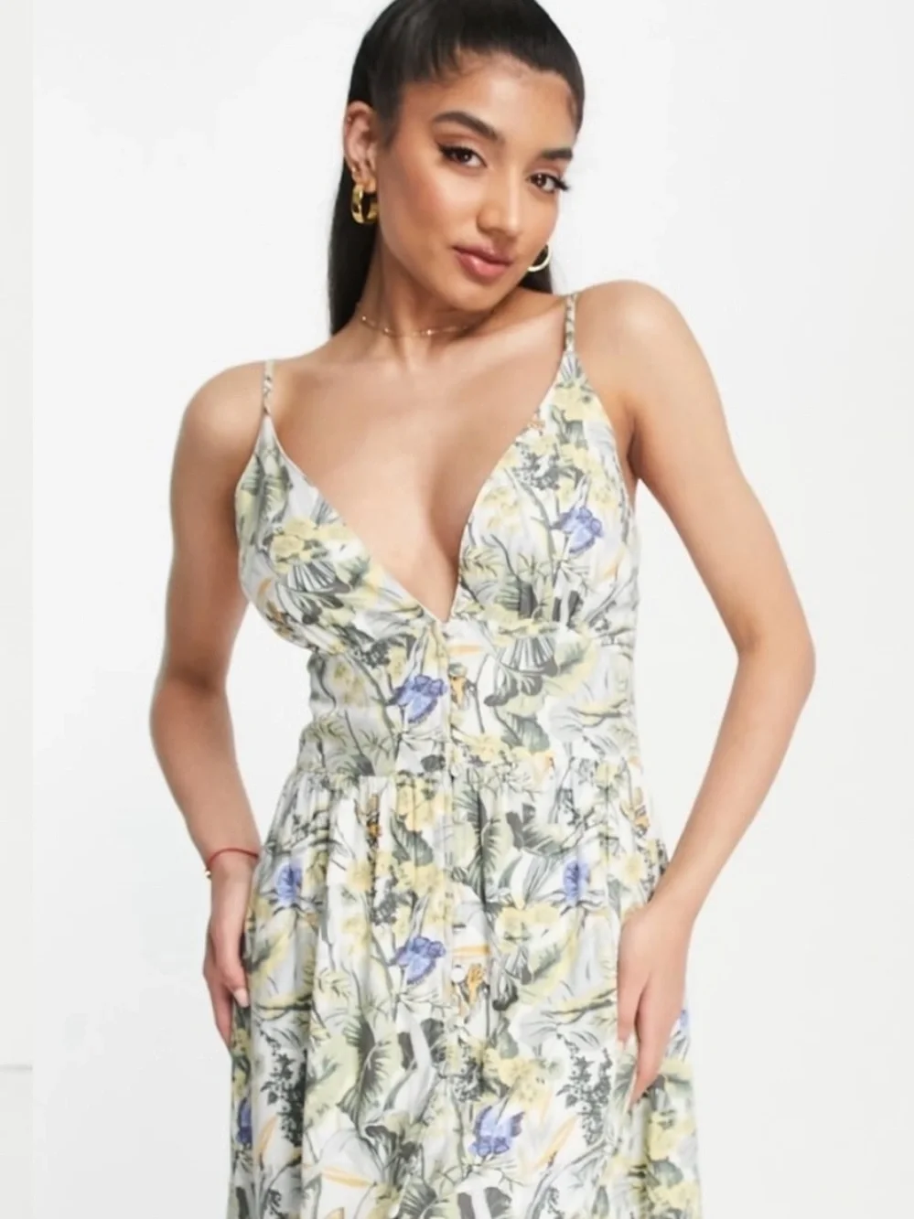 Abercrombie & Fitch  Floral V-Neck Spaghetti Strap Maxi Dress size medium